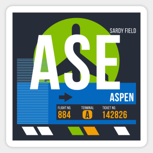 Aspen (ASE) Airport // Retro Sunset Baggage Tag Sticker